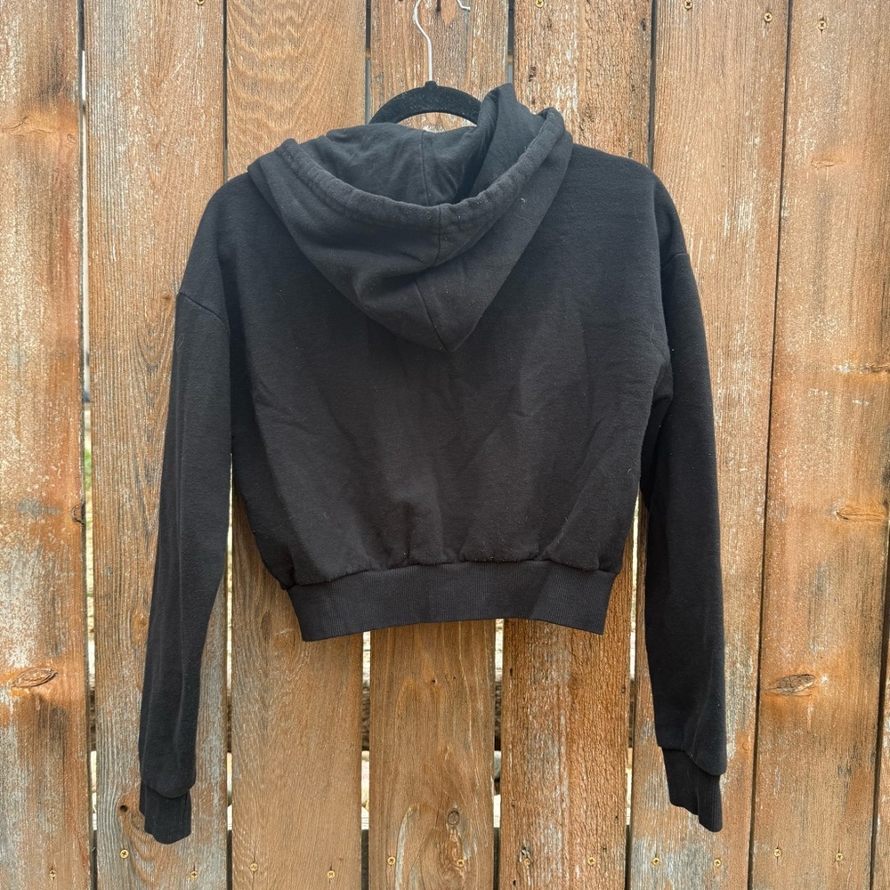 Women’s Black Cropped Full Zip Hoodie Sweatshirt Small - Picture 7 of 7